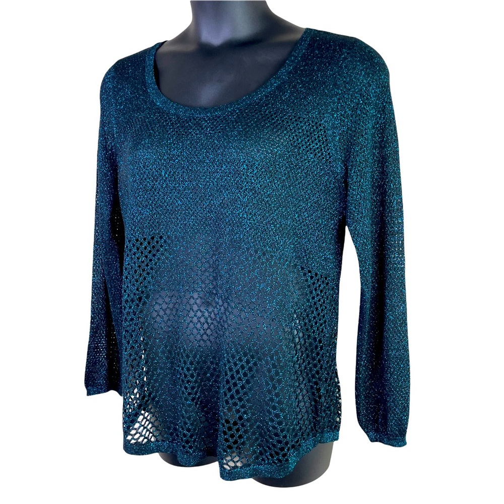 Rock & Republic Metallic Blue & Black Sweater XL